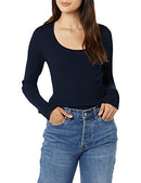 AMAZON ESSENTIALS LONG-SLEEVE SWEATER FINE GAUGE STRETCH SCOOP NECK XS NAVY - Like New