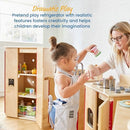 ECR4KIDS PLAY KITCHEN REFRIGERATOR WOODEN PLAYSET ELR-3127 - NATURAL - Like New