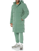 AMAZON ESSENTIALS MENS HOODED LONG PUFFER COAT - SIZE: MEN S - GREEN - Brand New