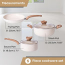 Nuovva 5pc Cream Granite Non-Stick Pots and Pans Set Induction Hob Cookware - Brand New