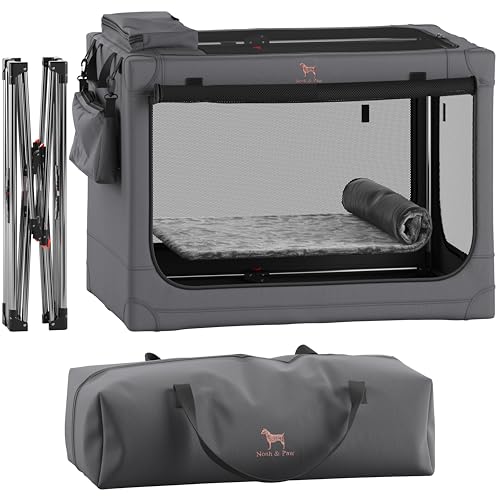 NOAH & PAW COLLAPSIBLE DOG CRATE 30 INCHES, LARGE MEDIUM BREED - GRAY - Like New