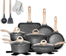 JEETEE Pots and Pans Set Nonstick 20PCS Granite Coating Induction - Gray/Granite - Like New