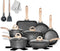 JEETEE Pots and Pans Set Nonstick 20PCS Granite Coating Induction - Gray/Granite Like New