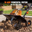 DOVAMAN 18-INCH ELECTRIC GARDEN TILLER & CULTIVATOR, 15-AMP, CORDED ROTOTILLER - Like New