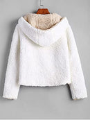 ZAFUL Women's Hooded Reversible Fleece Teddy Coat Long Sleeves Faux Fur Fleece - Like New