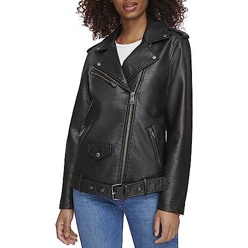 LEVI'S LONG LINED ELEVATED BELTED MOTO SIZE WOMEN S BLACK LW3RU545 - Brand New