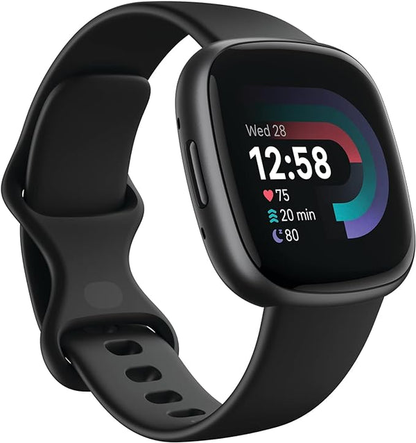 FITBIT VERSA 4 FITNESS GPS 24/7 HEART RATE ONE SIZE FB523BKBK - BLACK/GRAPHITE Like New