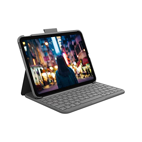 Logitech Slim Folio Bluetooth Keyboard Case for iPad 10th Generation - Gray - Like New