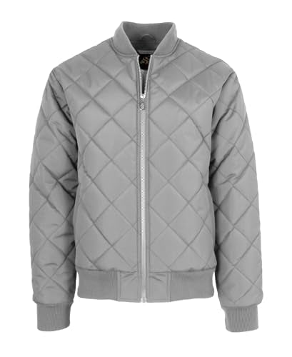 REAL MADRID BY HARVIC MEN'S HEAVYWEIGHT QUILTED BOMBER JACKET. SIZE: 2XL - GRAY - Brand New