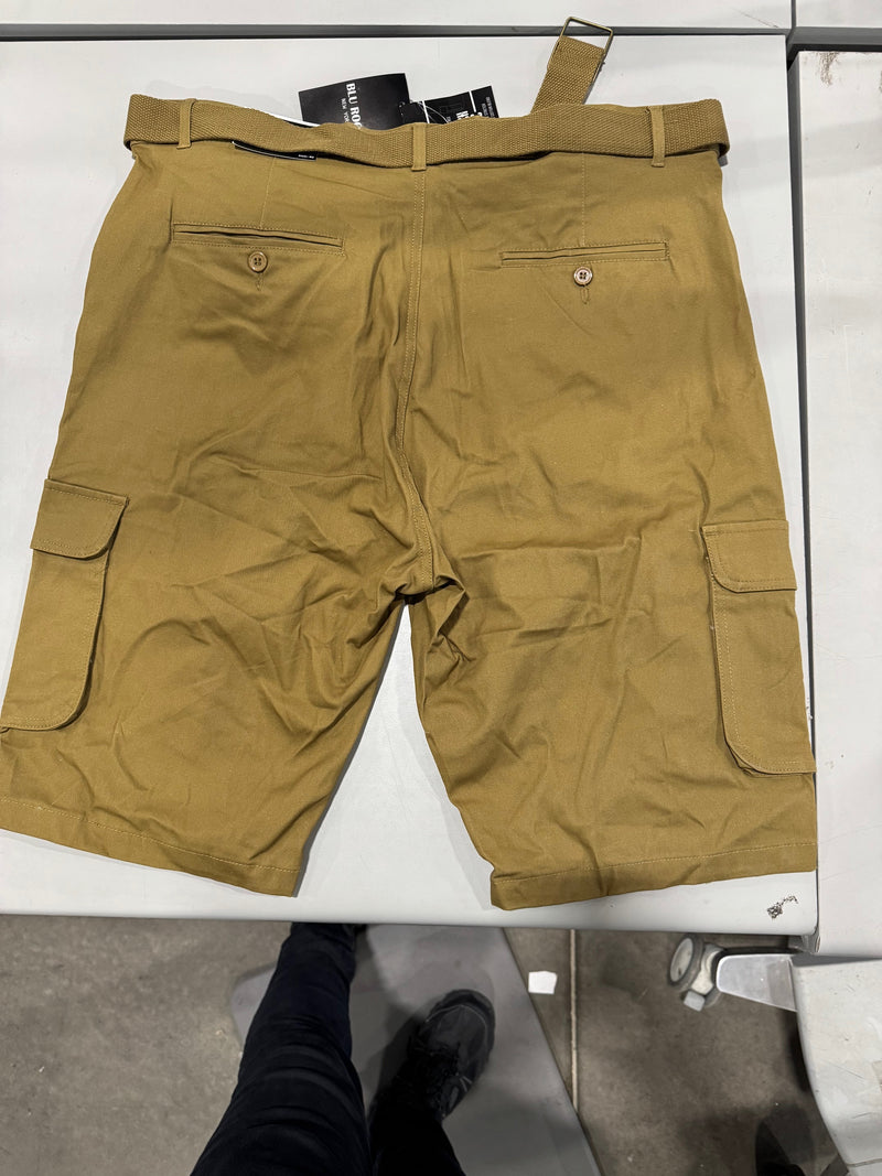BLU ROCK NEW YORK BELTED CARGO SHORTS - SIZE: MEN 40 - DARK KHAKI - Brand New