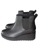 COLE HAAN ZEROGRAND CITY WATERPROOF WEDGE CHELSEA LEATHER BOOTS - 8.5 - BLACK - Like New