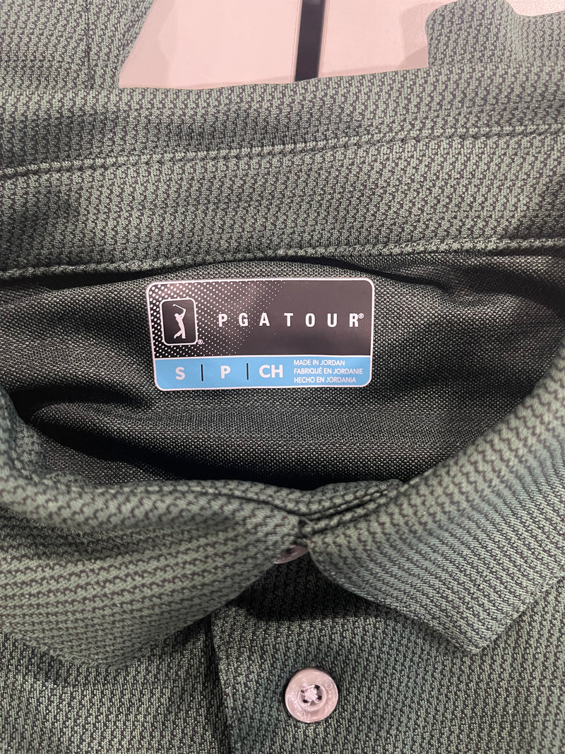 PGA TOUR PGA MEN'S SURPRISE LONG SLEEVE POLO - SIZE: MEN S - GREEN - Like New