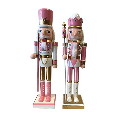 SANTAS WORKSHOP SANTA'S WORKSHOP INC 14" NUTCRACKER (SET OF 2) - PINK, GOLD - Like New