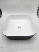 Davivy 15"x15"x5.5" Square Vessel Sink With Pop Up Drain Matte Black/White - Like New