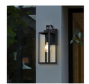 UIXE 2-LIGHT MATTE BLACK HARDWIRED OUTDOOR LANTERN SCONCE SEEDED GLASS - BLACK - Like New
