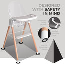 Children Of Design Classic Non-Reclinable 6 in 1 Baby High Chair - Grey/White - Like New