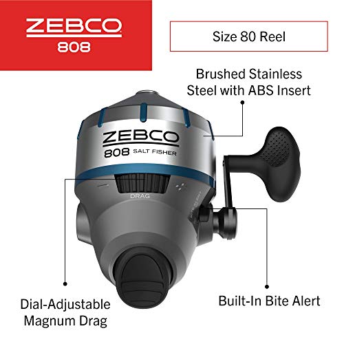 ZEBCO 808 SALTFISHER SPINCAST FISHING - 80 REEL - 1 PACK - GRAY/BLUE - Like New