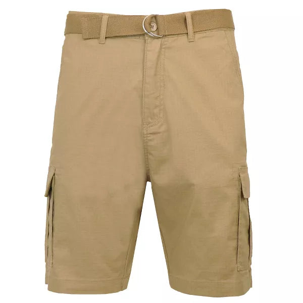 GALAXY BY HARVIC MEN'S RIPSTOP CARGO SHORTS WITH BELT - SIZE: MEN 36 - KHAKI - Brand New