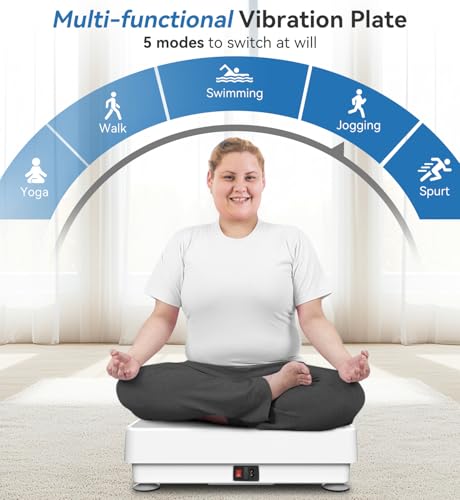 POWET VIBRATION PLATE EXERCISE MACHINE WEIGHT LOSS 5 PRE-SET MODES - WHITE - Like New