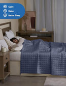 YnM King Size Cooling Weighted Blanket for Adults (88x104, 25 Pounds, Blue Grey) - Like New