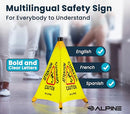 Alpine Caution Wet Floor Sign, Wall Mounted Foldable Bilingual Yellow 20" - Brand New