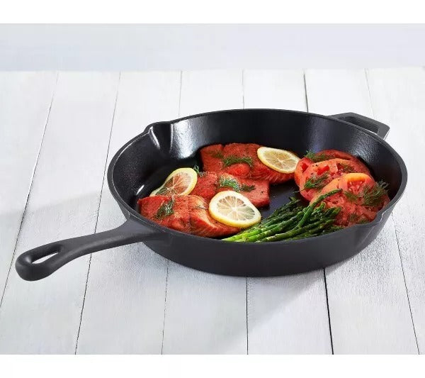 ZAKARIAN by Dash 12" Non-Stick Cast Iron Skillet, Frying Pan - Black Like New