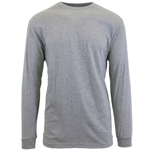 GALAXY BY HARVIC MEN'S COTTON-BLEND LONG SLEEVE CREW NECK TEE - M - HEATHER GRAY - Brand New