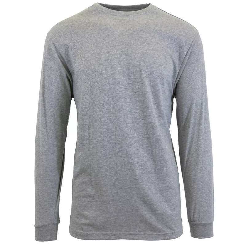 GALAXY BY HARVIC MEN'S COTTON-BLEND LONG SLEEVE CREW NECK TEE - M - HEATHER GRAY - Brand New