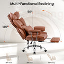 PRIMY HIGH BACK OFFICE CHAIR, BIG AND TALL PU LEATHER EXECUTIVE CHAIR - BROWN - Like New