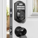 TEEHO TE001K KEYLESS ENTRY DOOR LOCK HANDLE ELECTRONIC KEYPAD, MATTE BLACK - Like New