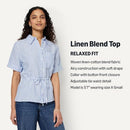 Amazon Essentials Womens Oversized Fit Linen Blend Wide Sleeve Shirt M - Brand New