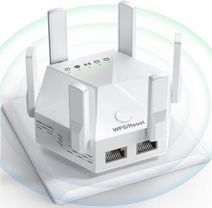 ZODTHOD WiFi Extender Signal Booster Home Powerful 6 Antennas Booster - White Like New