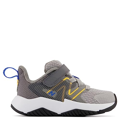 NEW BALANCE KIDS' RAVE RUN V2 HOOK AND LOOP - SIZE YOUTH 3 - Rain Cloud/Apricot - Like New