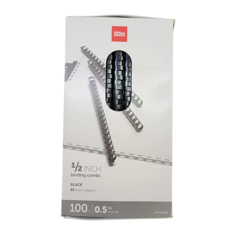 OFFICE DEPOT 1/2" BINDING COMBS BLACK 85 SHEET CAPACITY 100 COUNT 535-192 BLACK - Brand New