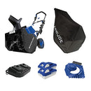 SNOW JOE 24V CORDLESS SNOW BLOWER 18" CLEARING BATTERIES CHARGER, BLUE - Like New