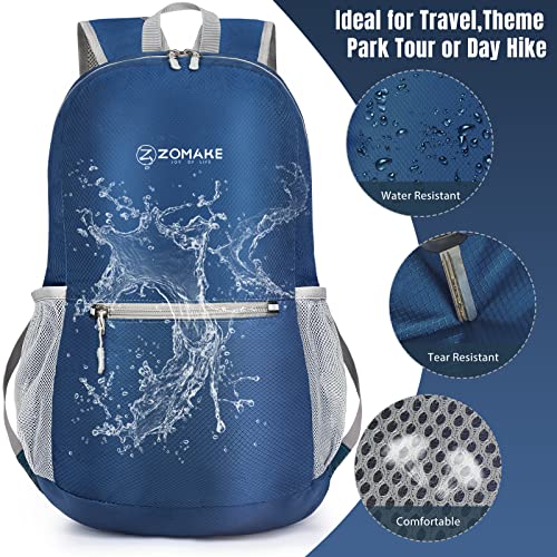 ZOMAKE ULTRA LIGHTWEIGHT HIKING BACKPACK 20L PACKABLE SMALL BACKPACK - NAVY BLUE - Like New