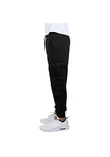 BLUE ICE HEAVYWEIGHT FLEECE-LINED CARGO JOGGER SWEATPANTS, SIZE: MEN 2XL - BLACK - Brand New