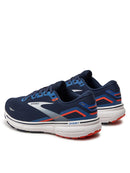 BROOKS MEN'S GHOST 15 RUNNING SHOE - PEACOAT/WHITE/ORANGE/SURF THE WEB - SIZE 11 - Like New