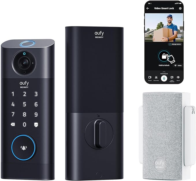 eufy Security Video Smart Lock S330 Chime 3-in-1 Camera+DoorbellT8530 - Black - Like New