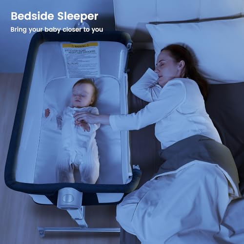 LI'L PENGYU BABY BASSINET BEDSIDE SLEEPER FOR BABY BEDSIDE CRIB - NAVY BLUE - Like New
