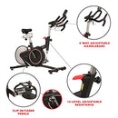 SUNNY HEALTH & FITNESS MAGNETIC BELT DRIVE PREMIUM INDOOR CYCLING BIKE - SILVER - Like New