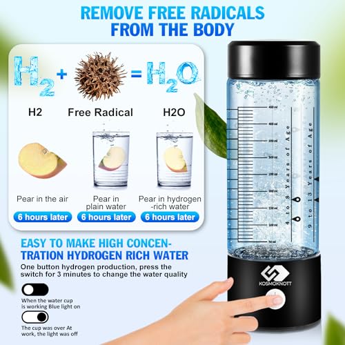 KOSMOKNOTT HYDROGEN WATER BOTTLE GENERATOR – 3500 PPB H2BOTTLEBLK BLACK - Like New