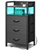 LAZZANTO NIGHT STAND BEDSIDE CHARGER BEDROOM NIGHTSTAND STATION - BLACK - Like New