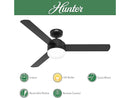 HUNTER FAN 52 INCH INDOOR CEILING FAN WITH LIGHT AND REMOTE - MATTE BLACK - Like New