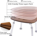 SUMGREEN Adjustable Bamboo Shower Seat Waterproof Fanshaped Shower Stool Brown - Brand New