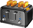 RAMJOY TOASTER 4 SLICE, DUAL INDEPENDENT CONTROLS  - BLACK STAINLESS STEEL - Like New