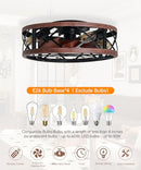 AQUBT 19'' CAGED CEILING FANS LIGHTS REMOTE FANDELIER CEILING FAN - BROWN/BLACK - Like New