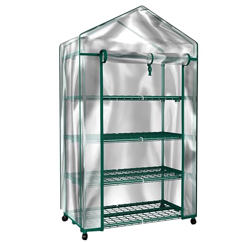 HOME-COMPLETE 4 Tier Mini Greenhouse Portable Greenhouse PVC Cover HC-4201-IMP - Like New