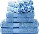 SIMPLI-MAGIC Bath Towels Set, 2 Bath Towels, 2 Hand Towels, 6 Washcloths - Blue - Brand New