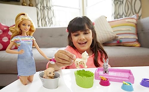 Barbie Play 'n' Wash Pets Playset with 3 Color-Change Animals - Scratch & Dent